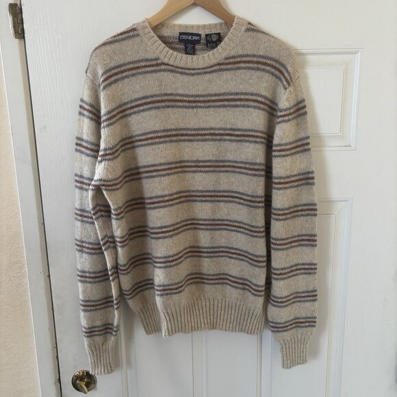Vintage Centura Mens Grandpa Sweater Shetland Wool Size Large Knit Pullover 90s - Picture 2 of 13
